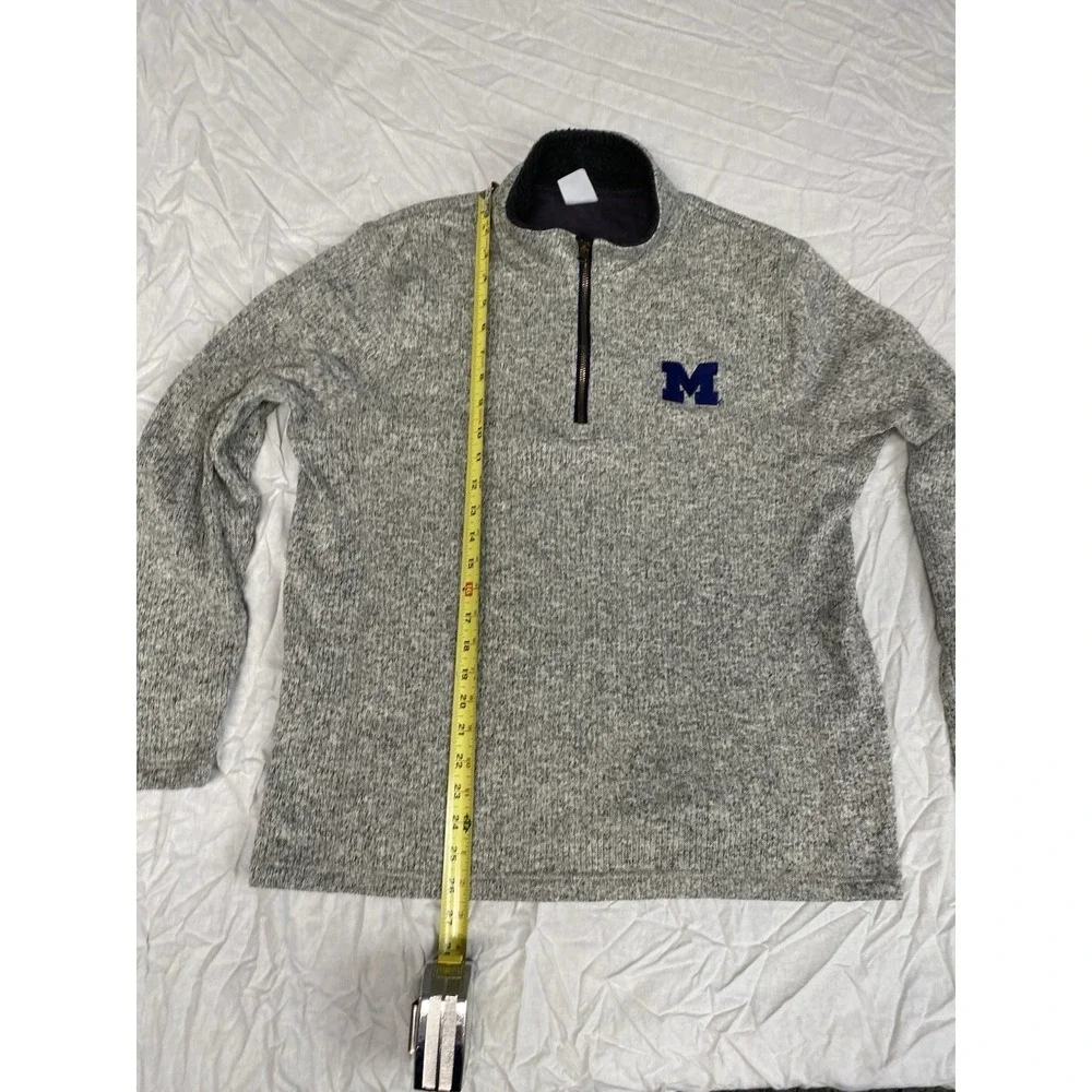 University of Michigan Quarter Zip Fleece Pullover Men's XL Knight's Apparel Gra